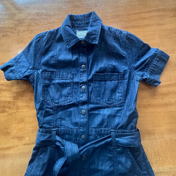 Current Elliott The Jackie denim snap front shirt dress midi belted size 1 small - Picture 3 of 7